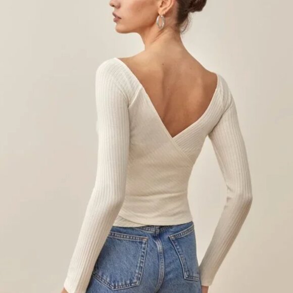 Reformation Knit Top minnie crossover womens Purple prune (medium) party date - Picture 8 of 8